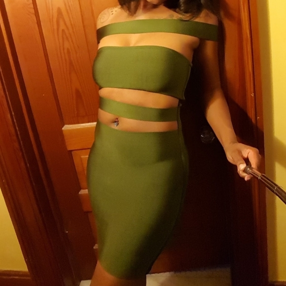 Olive Green bodycon dress - Picture 1 of 5